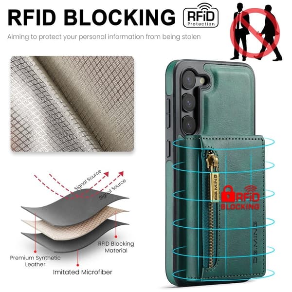 DG.MING Samsung Galaxy S23 Konstläder Plånboksfodral Grön