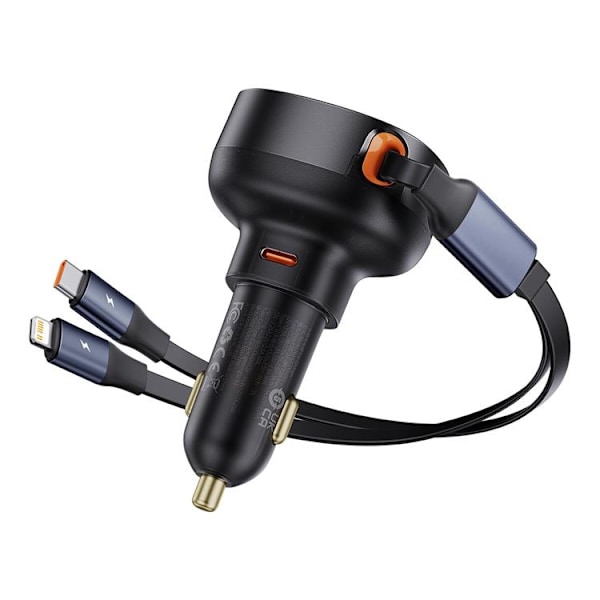 Baseus Enjoyment USB-C Billaddare med USB-C/Lightning 60W kabel - Svart Svart