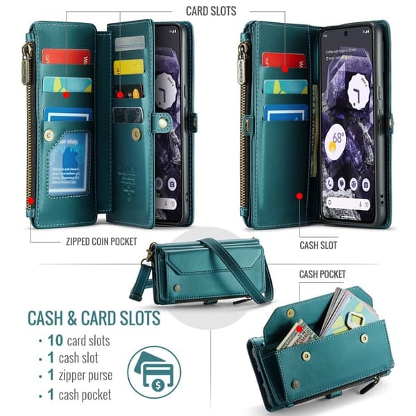 CASEME Plånboksfodral Konstläder för Google Pixel 8 - Grön