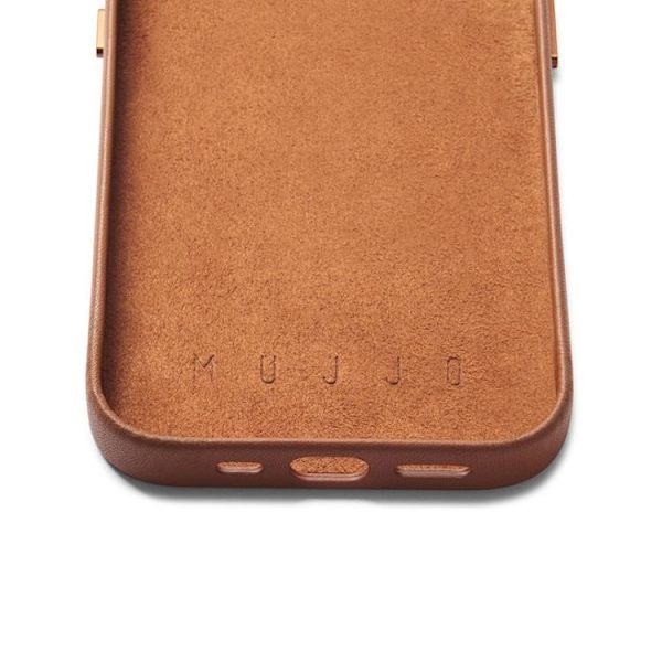 Mujjo iPhone 14 Skal Korthållare Full Läder - Tan
