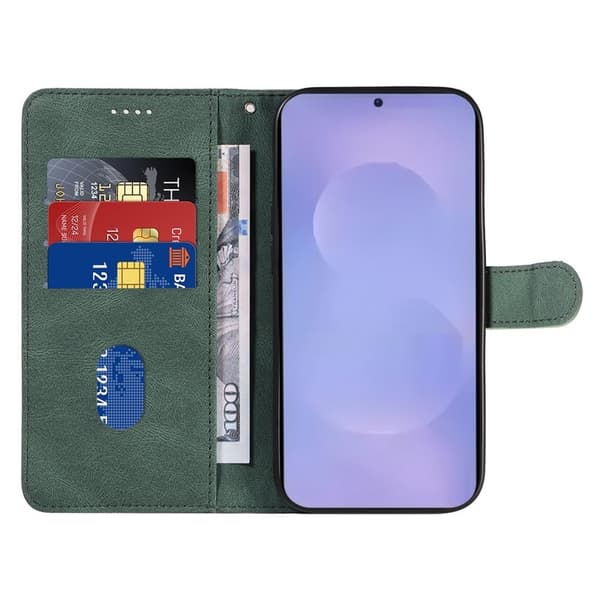Samsung Galaxy S26 / S26 Pro Plånboksfodral Ställ Konstläder Ställ - Grön
