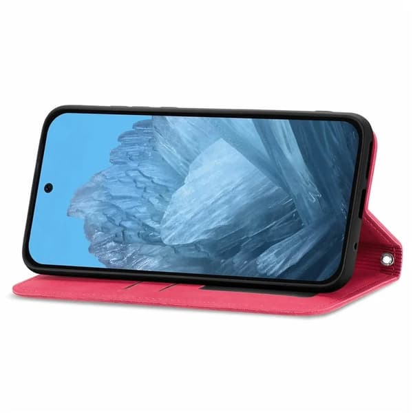 Google Pixel 10/10 Pro Konstläder Plånboksfodral Magnetic Absorption - Röd Röd