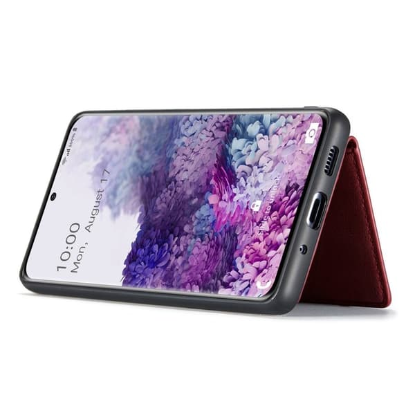 JEEHOOD Samsung Galaxy S20 Konstläder Plånboksfodral Detachable Röd