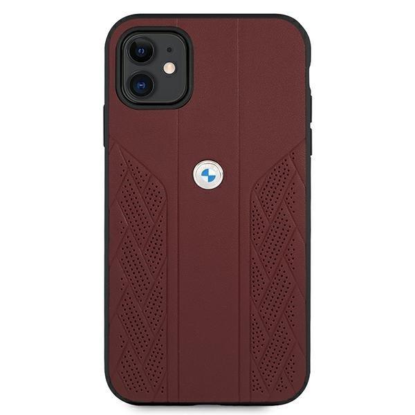 BMW Läder Curve Perforate Skal iPhone 11 - Röd Röd