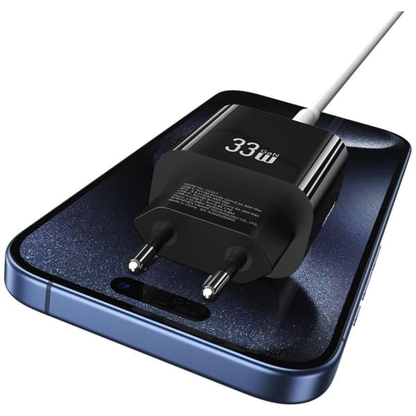 USAMS Snabbladdare 33W 1xUSB-C 1xUSB-A CC317 - Svart Svart