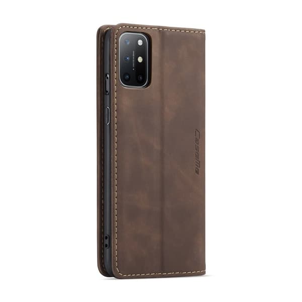 CASEME 013 Auto-absorberande Konstläderplånboksfodral OnePlus 8T - Brun