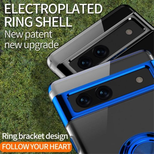 Google Pixel 7A Mobil Cover Ring Holder galvaniseret - Sort