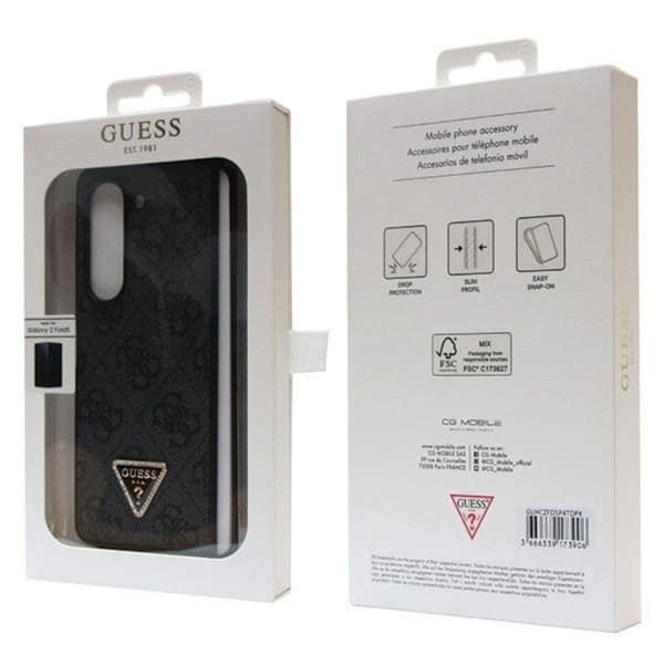 Guess Galaxy Z Fold 5 Mobilskal Läder 4G Diamond Triangle Black