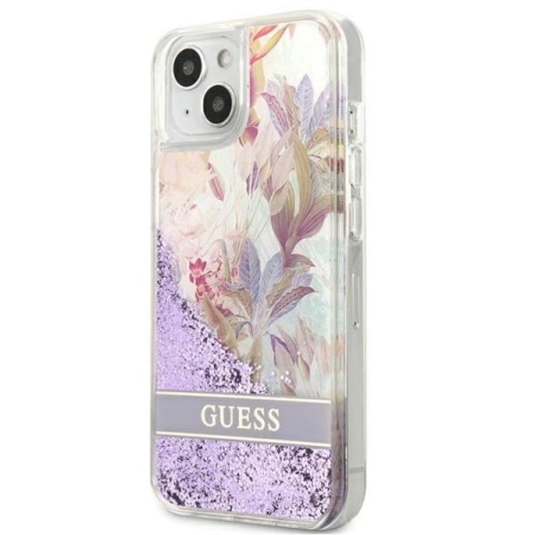 Guess iPhone 13 mini Skal Flower Liquid Glitter - Lila