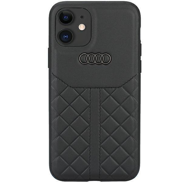 Audi iPhone 11/Xr matkapuhelimen suojakuori aitoa nahkaa - musta