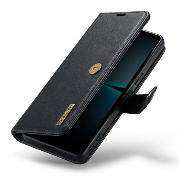 DG.MING Sony Xperia 1 V lompakkokotelo aitoa nahkaa 2in1 - musta