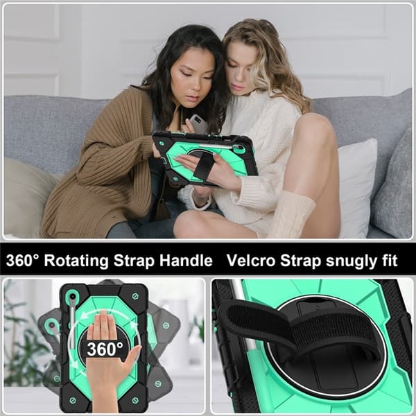 Galaxy Tab S10 FE/S9 FE/S9 Skal Kickstand med Rem - Mintgrön Grön