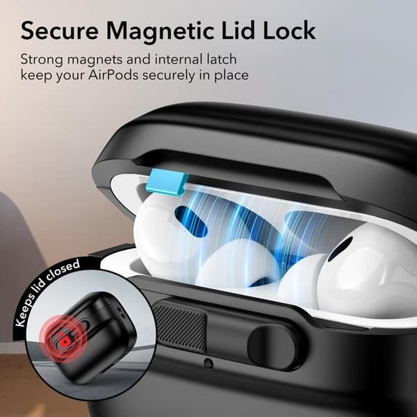 ESR Airpods Pro 1/2 Skal Magsafe Pulse Halolock - Sort Black