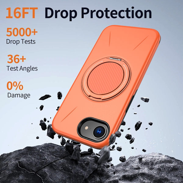 Mobilskal till iPhone 16e MagSafe Rotating Kickstand Orange