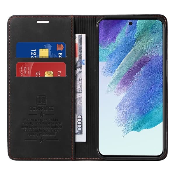 BETOPNICE 003 Plånboksfodral för Samsung Galaxy S22 5G - Konstläder - Svart