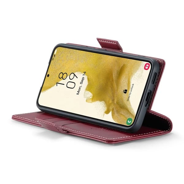 CASEME Plånboksfodral Konstläder för Samsung Galaxy S22+ 5G - Röd