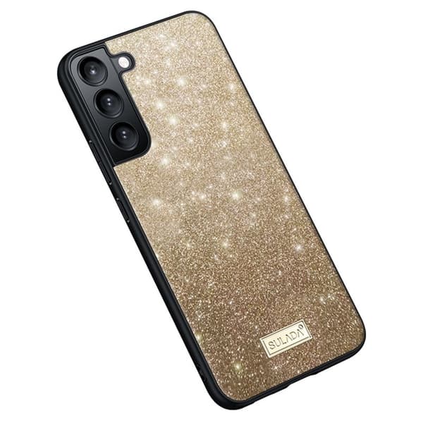 SULADA Mobilskal till Galaxy S25+ PU Läder + PC + TPU Glittrig Guld