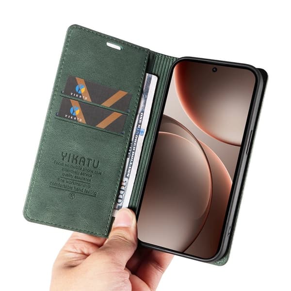 YIKATU Oppo Find X9 Pro 5G Plånboksfodral Konstläder - Grön