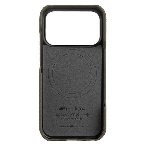 MELKCO Mobilskal till iPhone 17 Pro Äkta Läder PC Grå