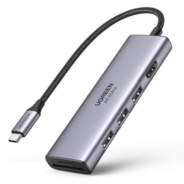 Ugreen 6in1 multifunktionel USB-C HUB til HDMI - Grå Grey