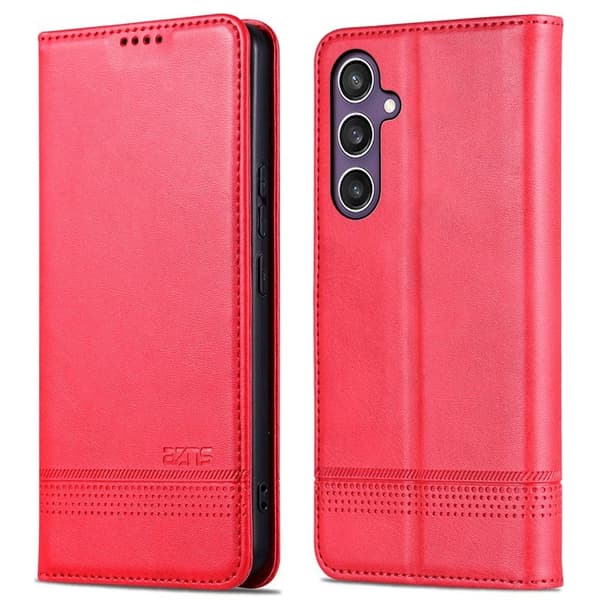 AZNS Samsung Galaxy S24 FE Plånboksfodral Konstläder - Röd