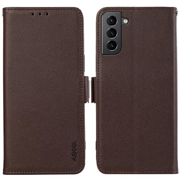 ABEEL Samsung Galaxy S21+ 5G Plånboksfodral RFID-Skydd Konstläder Brun