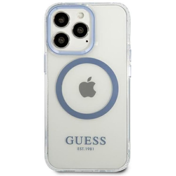 Guess iPhone 13 Pro Skal Magsafe Metal Outline - Sininen