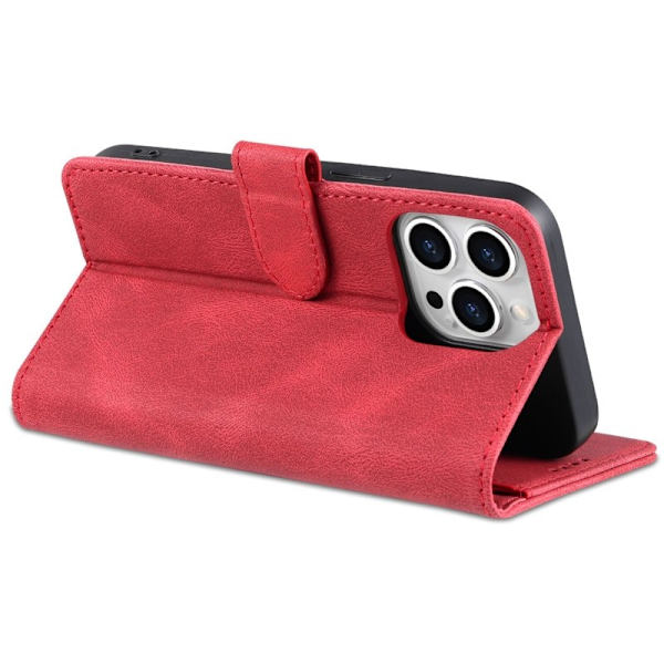 AZNS iPhone 14 Pro Plånboksfodral i Konstläder - Röd