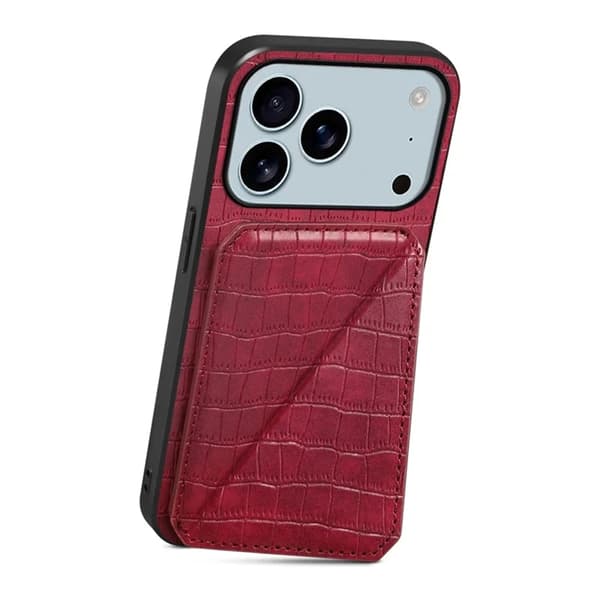 Mobilskal till iPhone 17 Pro Korthållare Crocodile Textured - Rosa Rosa