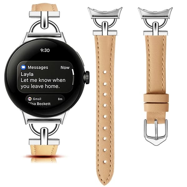 Google Pixel Watch 2/3 (41mm) Armband Äkta Cow Läder - Khaki Brun