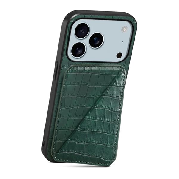 Mobilskal till iPhone 17 Pro Korthållare Crocodile Textured - Grön Grön