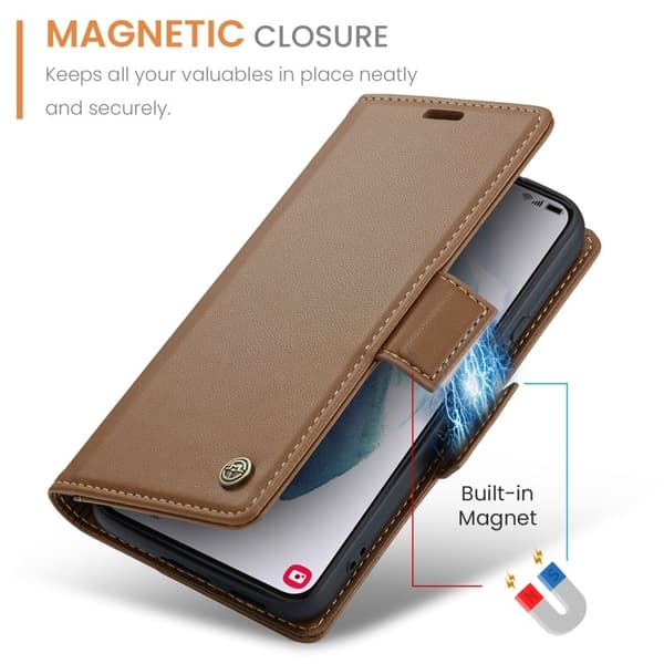 CASEME Plånboksfodral Konstläder för Samsung Galaxy S21 5G - Brun