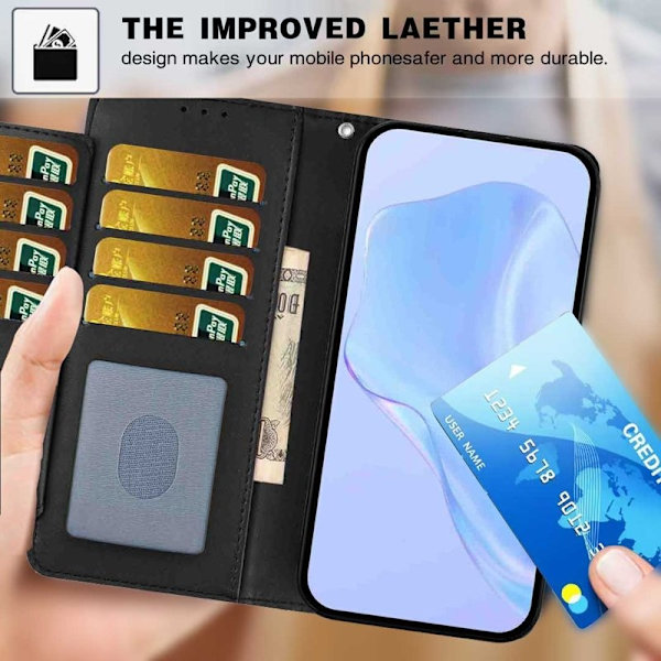 Samsung Galaxy S26 Plus Plånboksfodral Konstläder Rem - Svart