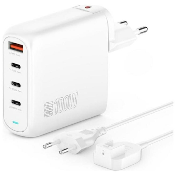 4smarts Snabbladdare 100W 3xUSB-C 1xUSB-A Flex Pro - Vit Vit