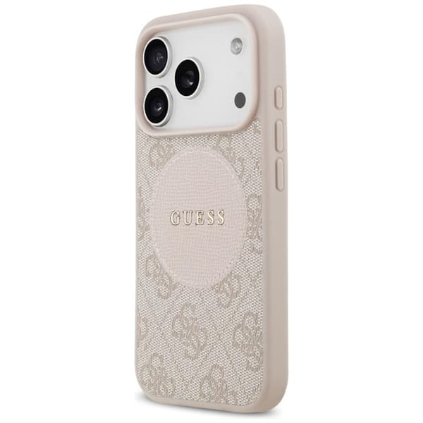 Guess Mobilskal till iPhone 17 Pro MagSafe 4G Circle Classic Logo - Rosa Rosa