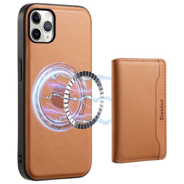 DENIOR Mobilskal till iPhone 11 Pro Max Äkta Läder Magnetisk Khaki