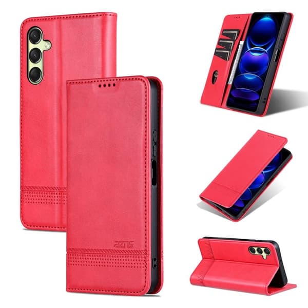 AZNS Samsung Galaxy A16 Plånboksfodral Konstläder - Röd