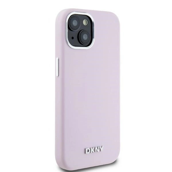 DKNY iPhone 14 Mobilskal Magsafe Liquid Silikon Small Metal Logo - Rosa