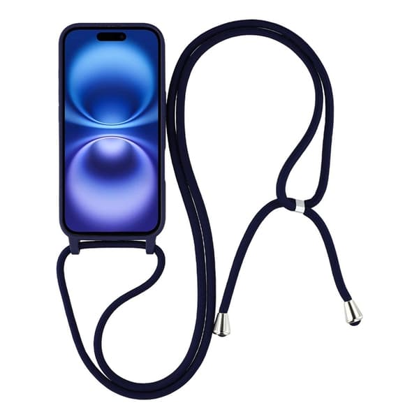 Mobilskal till iPhone 17 TPU Shockproof med Lanyard - Mörkblå Blå
