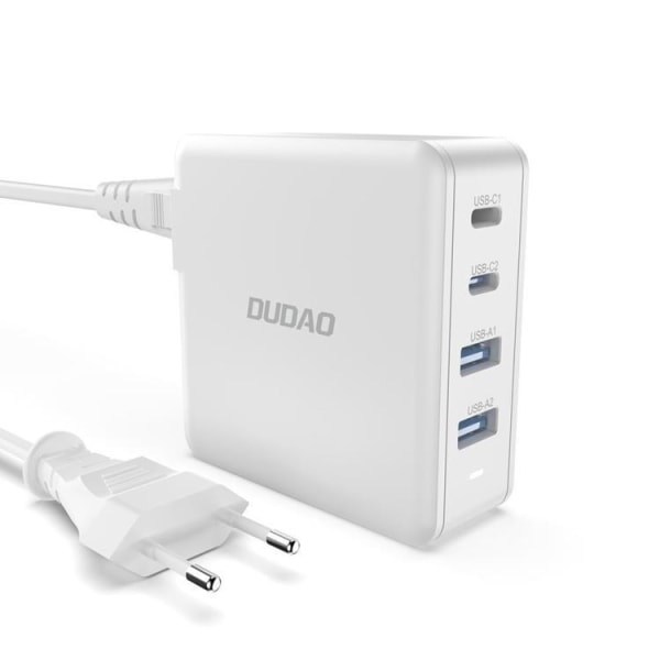 Dudao GaN -seinälaturi 2 x USB - 2 x USB-C 100 W - valkoinen