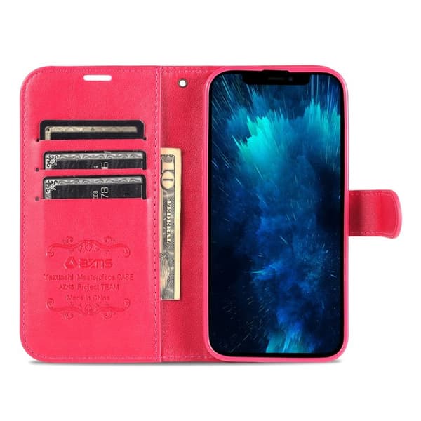 AZNS iPhone 16 Pro Max Plånboksfodral i Konstläder - Röd