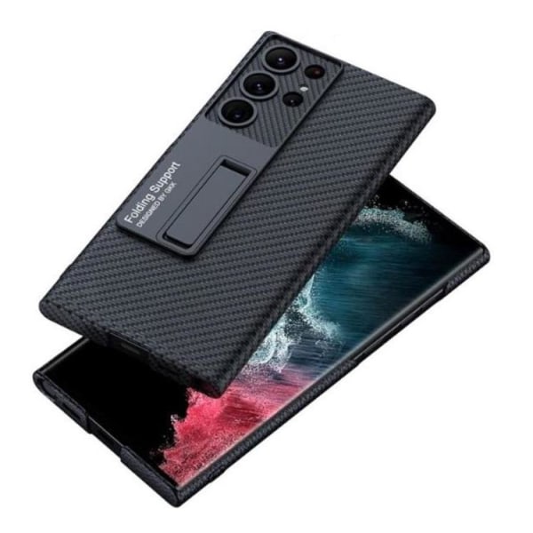 GKK Galaxy S23 Ultra Mobile Case Kickstand PU-nahkaa - viininpunainen
