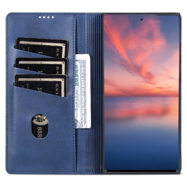 AZNS Samsung Galaxy S24 Ultra Plånboksfodral Konstläder - Blå