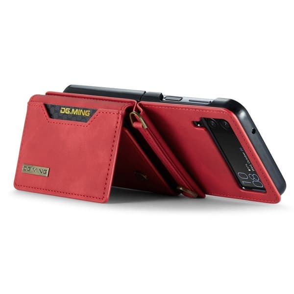 DG.MING Konstläder Plånboksfodral för Samsung Galaxy Z Flip3 5G Röd