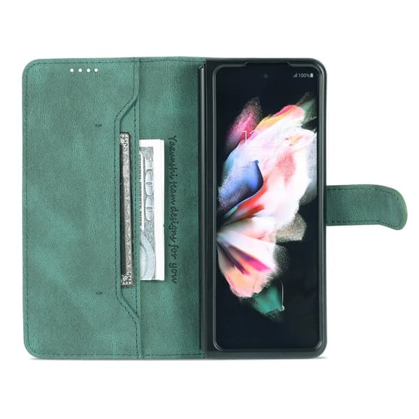 AZNS Samsung Galaxy Z Fold3 Plånboksfodral Konstläder - Grön