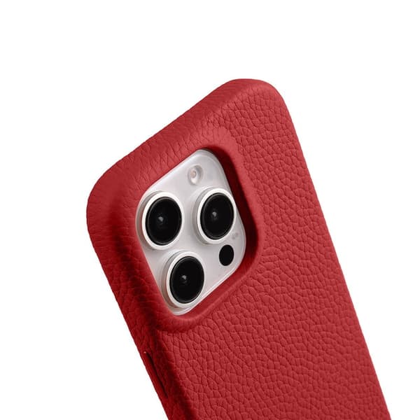 MELKCO Mobilskal till iPhone 16 Pro Max Äkta Läder PC Röd