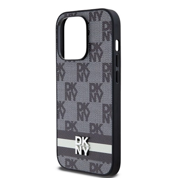DKNY iPhone 14 Pro Mobilskal Läder Checkered Mono Pattern Svart