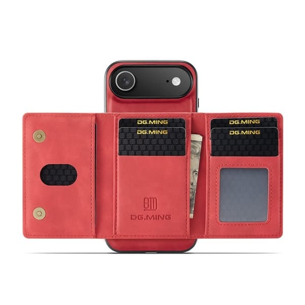 DG.MING iPhone Air Konstläder Plånboksfodral PU + PC + TPU Röd