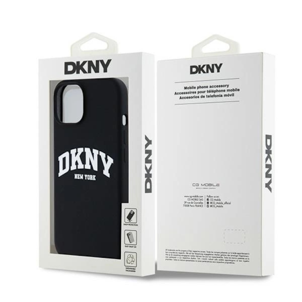 DKNY iPhone 15/14 Plus Mobilskal MagSafe Silikon Vit Logo Svart