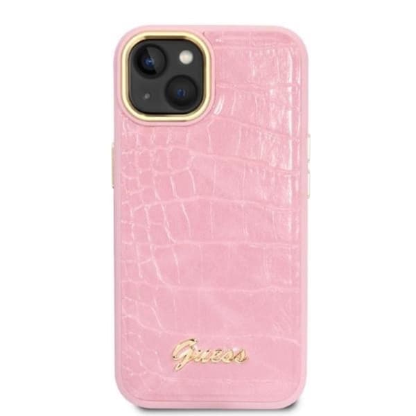 GUESS iPhone 14 Plus Skal Croco Collection - Rosa Rosa